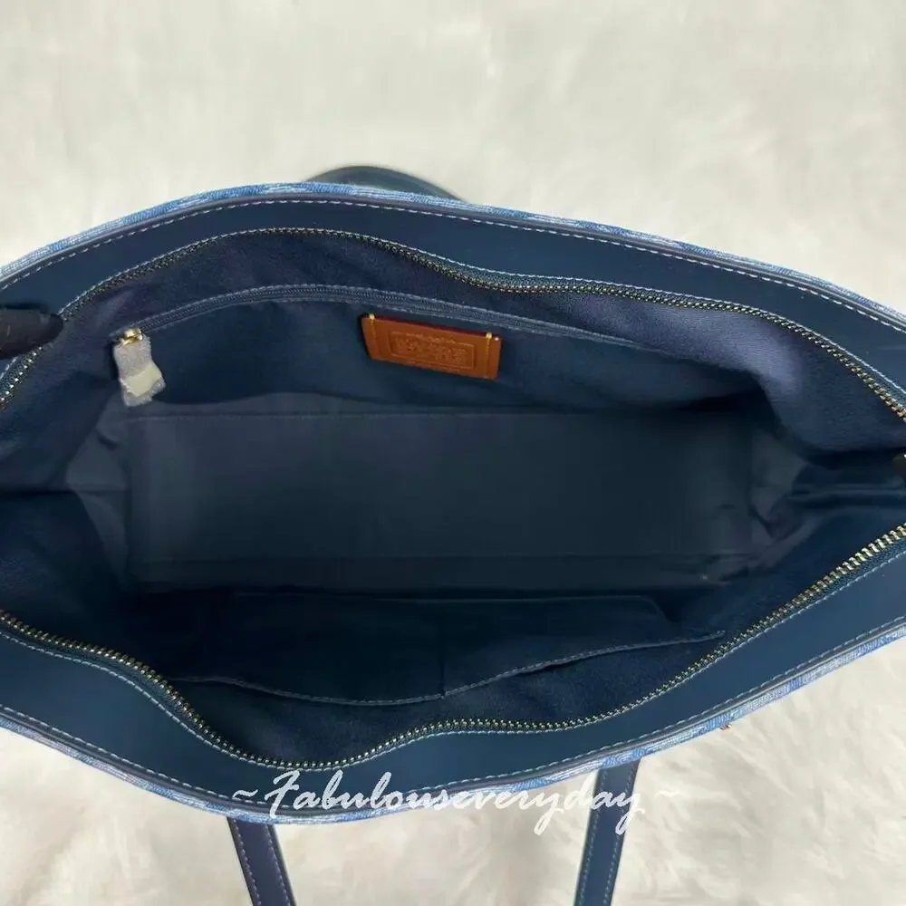 Coach Station Tote Bag In Signature Denim CDB88 Denim/Gold/Indigo NWT